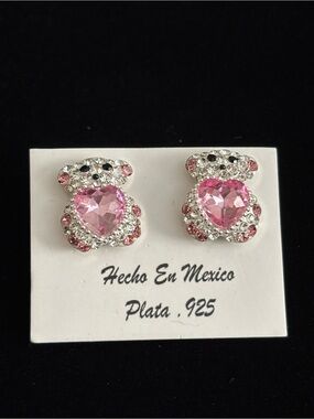 925 Sterling Silver Teddy Bear Earrings